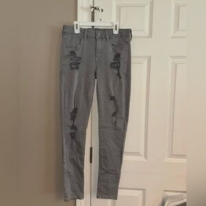 AE Grey Ripped Skinny Jeans
